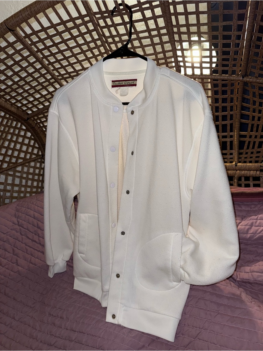 Tudor Court Women’s Cream Button-Front Fleece Cardigan